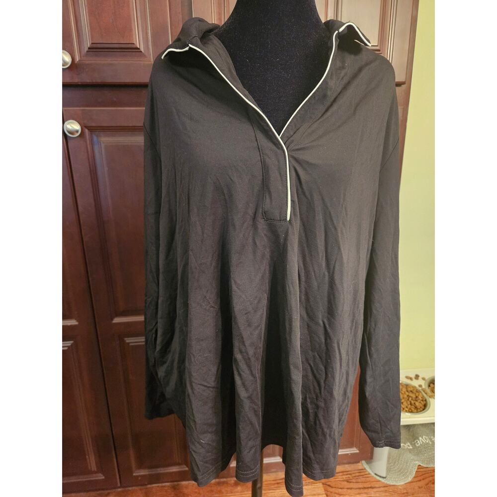 Modern Works sz 2X black long-sleeved Collared top